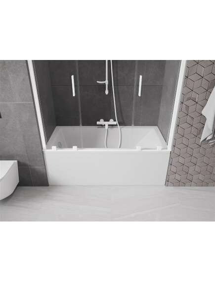 Mexen Velar Duo parawan nawannowy 2-skrzydłowy przesuwny 160 x 150 cm, transparent, biały - 896-160-000-02-20, изображение 5