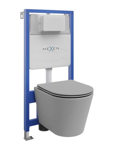 Mexen zestaw podtynkowy WC stelaż Fenix Slim z miską WC Rico i deską wolnoopadającą, szary jasny mat - 61030724061