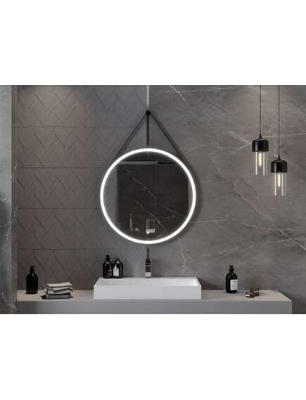 Mexen Reni lustro łazienkowe podświetlane, okragłes 80 cm, LED 6000K, antypara, rama czarna - 9812-080-080-611-70, 4 image