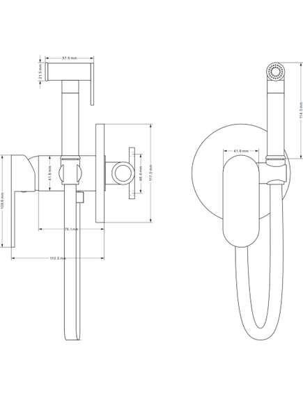 Mexen Milo bateria bidetowa podtynkowa z zestawem punktowym, czarna - 7599350-70, 2 image