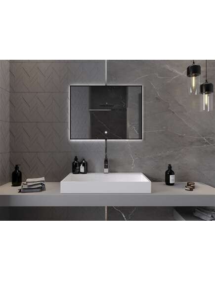 Mexen Erma lustro łazienkowe podświetlane 80 x 60 cm, LED 6000K, antypara, czarna rama - 9814-080-060-611-70, изображение 4