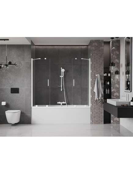 Mexen Velar Duo parawan nawannowy 2-skrzydłowy przesuwny 180 x 150 cm, transparent, biały - 896-180-000-02-20, изображение 3