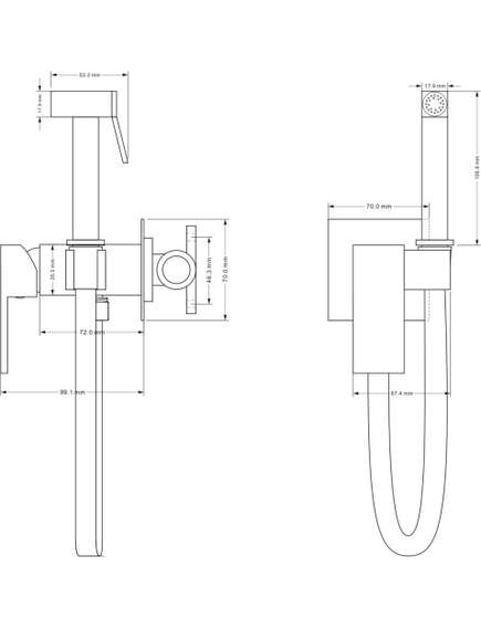 Mexen Cube bateria bidetowa podtynkowa z zestawem punktowym, złota - 7599150-50, 2 image