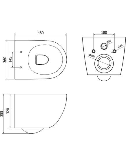 Mexen zestaw podtynkowy WC stelaż Fenix Slim z miską WC Lena, czarny mat - 6103322XX85, 3 image