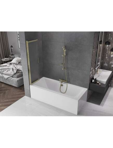 Mexen Fox parawan nawannowy 2-skrzydłowy przesuwny 85 x 150 cm, szron, złoty - 891-085-002-50-30, 4 image