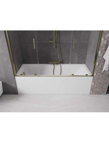 Mexen Velar Duo parawan nawannowy 2-skrzydłowy przesuwny 200 x 150 cm, transparent, złoty - 896-200-000-02-50, изображение 5