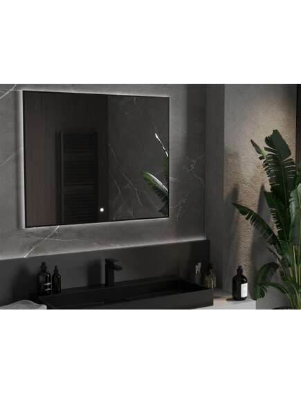 Mexen Erma lustro łazienkowe podświetlane 100 x 80 cm, LED 6000K, antypara, rama czarna - 9814-100-080-611-70, 2 image