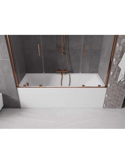 Mexen Velar Duo parawan nawannowy 2-skrzydłowy przesuwny 180 x 150 cm, transparent, różowe złoto - 896-180-000-02-60, изображение 5