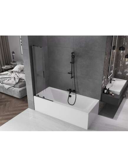 Mexen Velar parawan nawannowy 2-skrzydłowy przesuwny 75 x 150 cm, transparent, czarny - 896-075-000-01-70, изображение 3