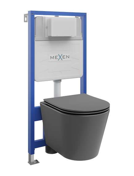 Mexen zestaw podtynkowy WC stelaż Fenix Slim z miską WC Rico i deską wolnoopadającą, szary ciemny mat - 61030724071