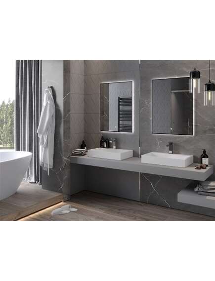 Mexen Erma lustro łazienkowe podświetlane 60 x 80 cm, LED 6000K, antypara, rama czarna - 9814-060-080-611-70, изображение 3