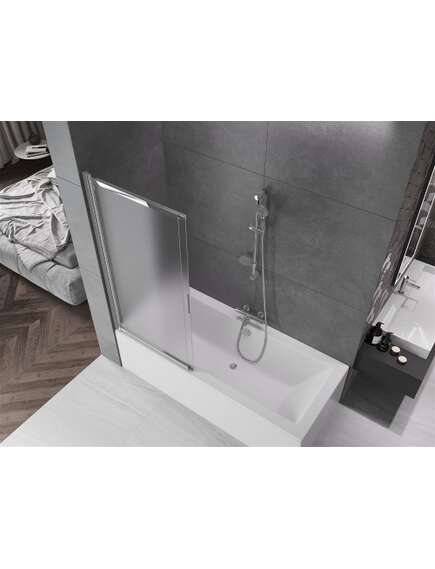 Mexen Fox parawan nawannowy 2-skrzydłowy przesuwny 120 x 150 cm, szron, chrom - 891-120-002-01-30, изображение 5