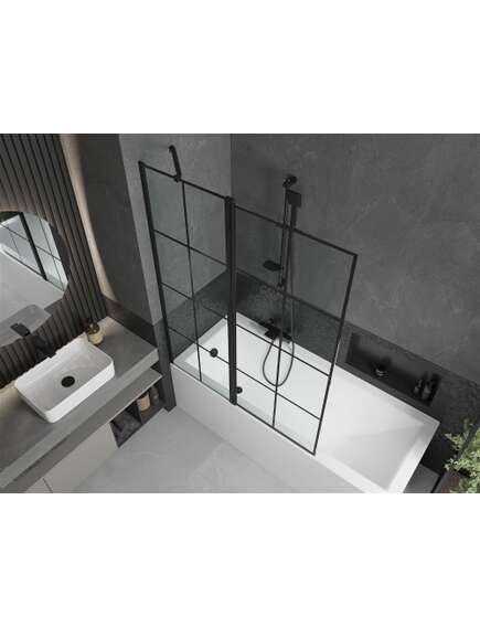 Mexen Flip parawan nawannowy 1-skrzydłowy 120 x 150 cm, czarny wzór, czarny - 894-120-101-70-77, изображение 4