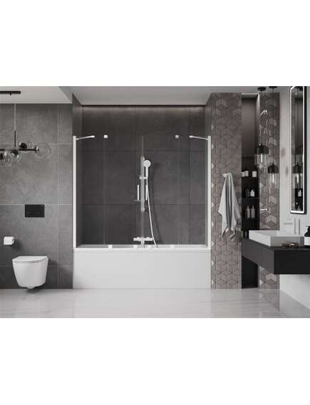 Mexen Velar Duo parawan nawannowy 2-skrzydłowy przesuwny 170 x 150 cm, transparent, biały - 896-170-000-02-20, изображение 2