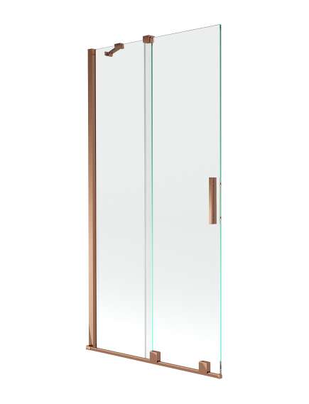Mexen Velar parawan nawannowy 2-skrzydłowy przesuwny 90 x 150 cm, transparent, różowe złoto - 896-090-000-01-60