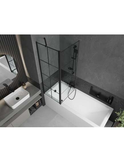 Mexen Flip parawan nawannowy 1-skrzydłowy 120 x 150 cm, czarny wzór, czarny - 894-120-101-70-77, изображение 5