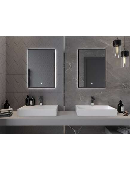 Mexen Erma lustro łazienkowe podświetlane 50 x 70 cm, LED 6000K, antypara, czarna rama - 9814-050-070-611-70, 4 image