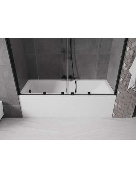 Mexen Velar Duo parawan nawannowy 2-skrzydłowy przesuwny 180 x 150 cm, transparent, czarny - 896-180-000-02-70, изображение 4