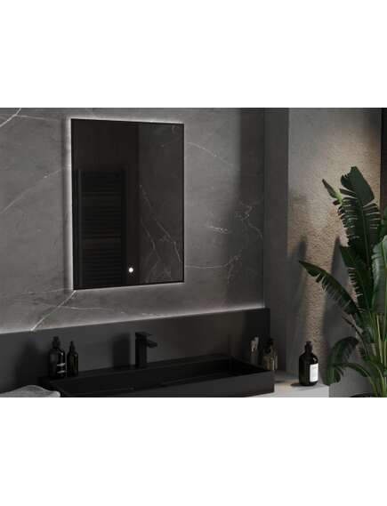 Mexen Erma lustro łazienkowe podświetlane 60 x 80 cm, LED 6000K, antypara, rama czarna - 9814-060-080-611-70, изображение 2