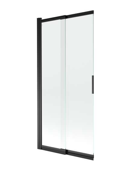 Mexen Fox parawan nawannowy 2-skrzydłowy przesuwny 85 x 150 cm, transparent, czarny - 891-085-002-70-00