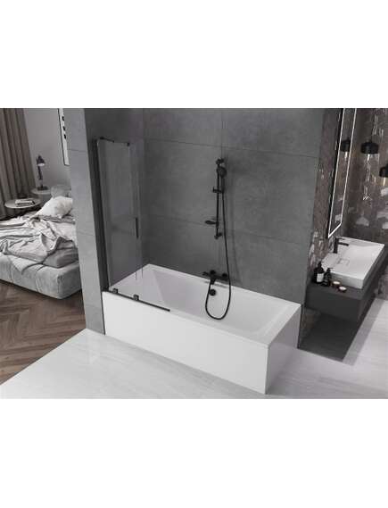 Mexen Velar parawan nawannowy 2-skrzydłowy przesuwny 80 x 150 cm, transparent, czarny - 896-080-000-01-70, изображение 3