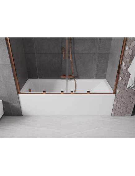 Mexen Velar Duo parawan nawannowy 2-skrzydłowy przesuwny 180 x 150 cm, transparent, różowe złoto - 896-180-000-02-60, изображение 4