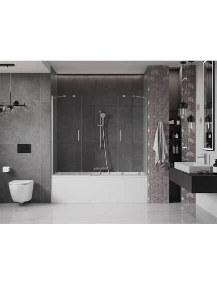 Mexen Velar Duo parawan nawannowy 2-skrzydłowy przesuwny 170 x 150 cm, transparent, chrom - 896-170-000-02-01, изображение 3