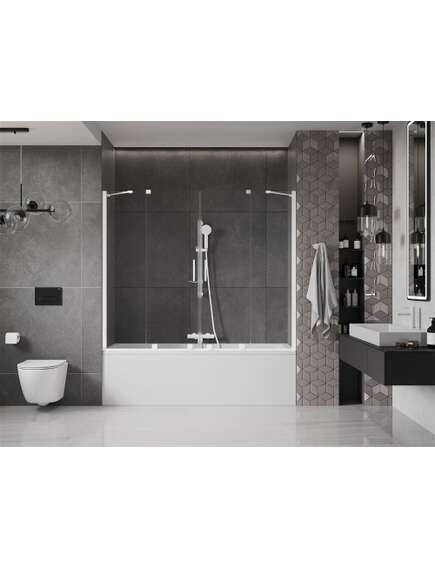 Mexen Velar Duo parawan nawannowy 2-skrzydłowy przesuwny 180 x 150 cm, transparent, biały - 896-180-000-02-20, изображение 2