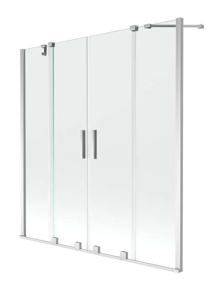Mexen Velar Duo parawan nawannowy 2-skrzydłowy przesuwny 140 x 150 cm, transparent, chrom - 896-140-000-02-01