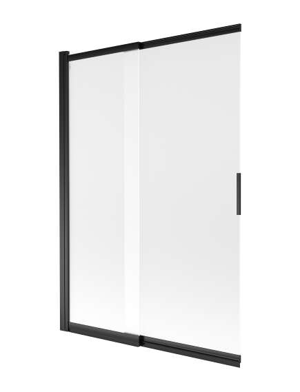 Mexen Fox parawan nawannowy 2-skrzydłowy przesuwny 120 x 150 cm, szron, czarny - 891-120-002-70-30