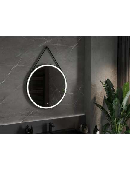 Mexen Reni lustro łazienkowe podświetlane, okragłes 80 cm, LED 6000K, antypara, rama czarna - 9812-080-080-611-70, 2 image