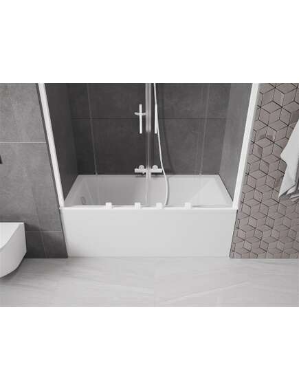 Mexen Velar Duo parawan nawannowy 2-skrzydłowy przesuwny 160 x 150 cm, transparent, biały - 896-160-000-02-20, изображение 4