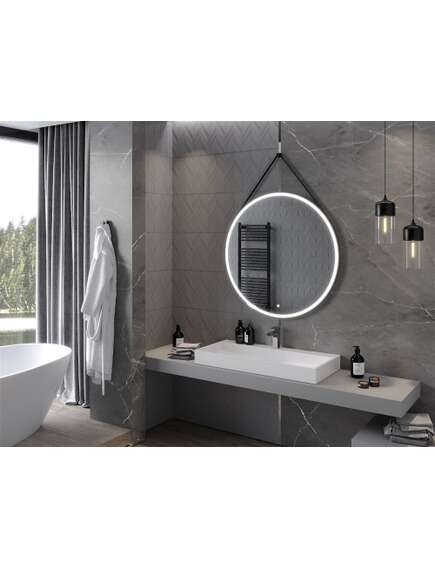 Mexen Reni lustro łazienkowe podświetlane, okrągłe 100 cm, LED 6000K, antypara, czarna rama - 9812-100-100-611-70, 3 image