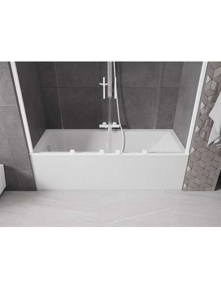 Mexen Velar Duo parawan nawannowy 2-skrzydłowy przesuwny 170 x 150 cm, transparent, biały - 896-170-000-02-20, изображение 4