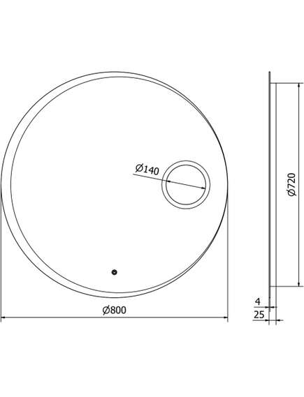 Mexen Ella lustro łazienkowe podświetlane z lusterkiem kosmetycznym, okrągłe 80 cm, LED 6000K, antypara - 9811-080-080-611-00, 5 image
