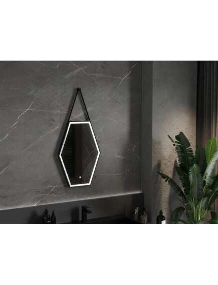 Mexen Orla lustro łazienkowe podświetlane 50 x 70 cm, LED 6000K, antypara, czarna rama - 9815-050-070-611-70, 2 image