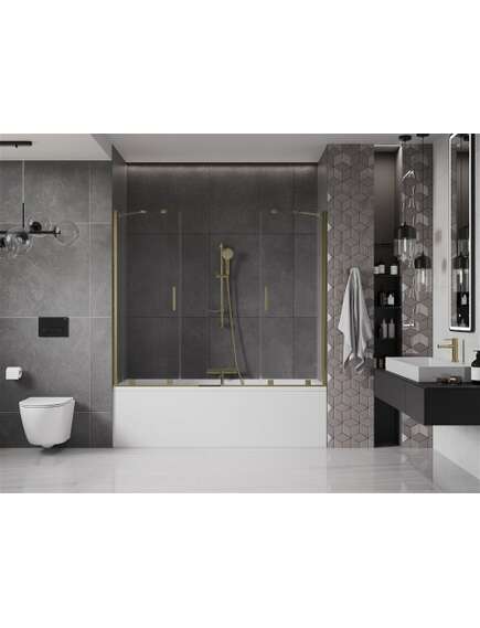 Mexen Velar Duo parawan nawannowy 2-skrzydłowy przesuwny 180 x 150 cm, transparent, złoty - 896-180-000-02-50, изображение 3