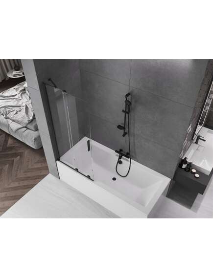 Mexen Velar parawan nawannowy 2-skrzydłowy przesuwny 85 x 150 cm, transparent, czarny - 896-085-000-01-70, изображение 4