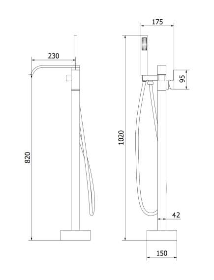 Mexen Lava wolnostojąca bateria wannowa, czarna - 752433-70, изображение 5