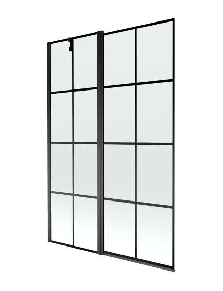 Mexen Flip parawan nawannowy 1-skrzydłowy 120 x 150 cm, czarny wzór, czarny - 894-120-101-70-77