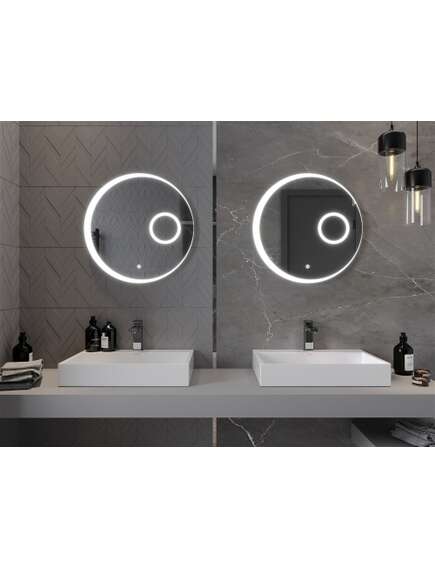 Mexen Ella lustro łazienkowe podświetlane z lusterkiem kosmetycznym, okragłe 60 cm, LED 6000K, antypara - 9811-060-060-611-00, 4 image