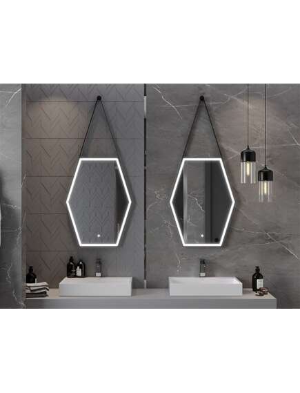 Mexen Orla lustro łazienkowe podświetlane 60 x 80 cm, LED 6000K, antypara, czarna rama - 9815-060-080-611-70, 4 image