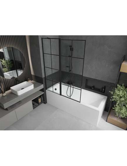 Mexen Flip parawan nawannowy 1-skrzydłowy 120 x 150 cm, czarny wzór, czarny - 894-120-101-70-77, изображение 2