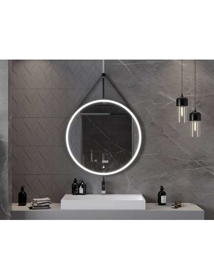 Mexen Reni lustro łazienkowe podświetlane, okrągłe 90 cm, LED 6000K, antypara, czarna rama - 9812-090-090-611-70, 4 image