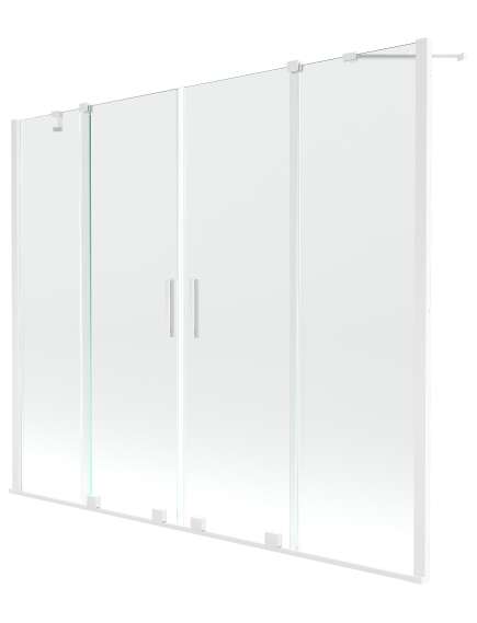Mexen Velar Duo parawan nawannowy 2-skrzydłowy przesuwny 180 x 150 cm, transparent, biały - 896-180-000-02-20