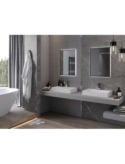 Mexen Erma lustro łazienkowe podświetlane 50 x 70 cm, LED 6000K, antypara, czarna rama - 9814-050-070-611-70, 3 image