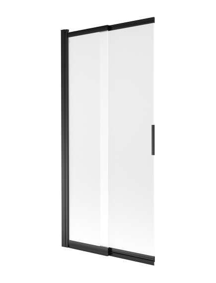 Mexen Fox parawan nawannowy 2-skrzydłowy przesuwny 85 x 150 cm, szron, czarny - 891-085-002-70-30