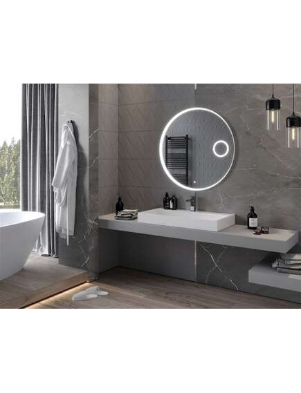 Mexen Ella lustro łazienkowe podświetlane z lusterkiem kosmetycznym, okrągłe 90 cm, LED 6000K, antypara - 9811-090-090-611-00, 3 image