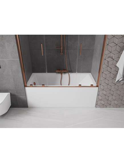 Mexen Velar Duo parawan nawannowy 2-skrzydłowy przesuwny 160 x 150 cm, transparent, różowe złoto - 896-160-000-02-60, изображение 5