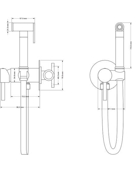 Mexen Elba bateria bidetowa podtynkowa z zestawem punktowym, czarna - 7599250-70, 2 image